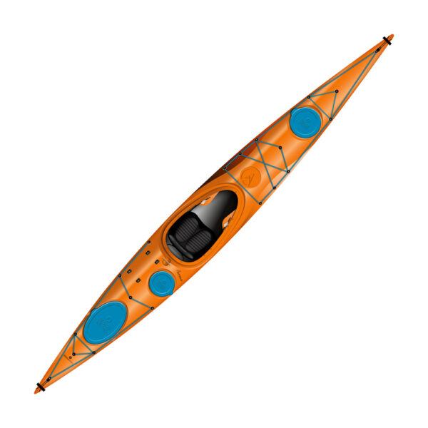 designkayaks produktbillede top view awesome plast pe juicy orange havkajak